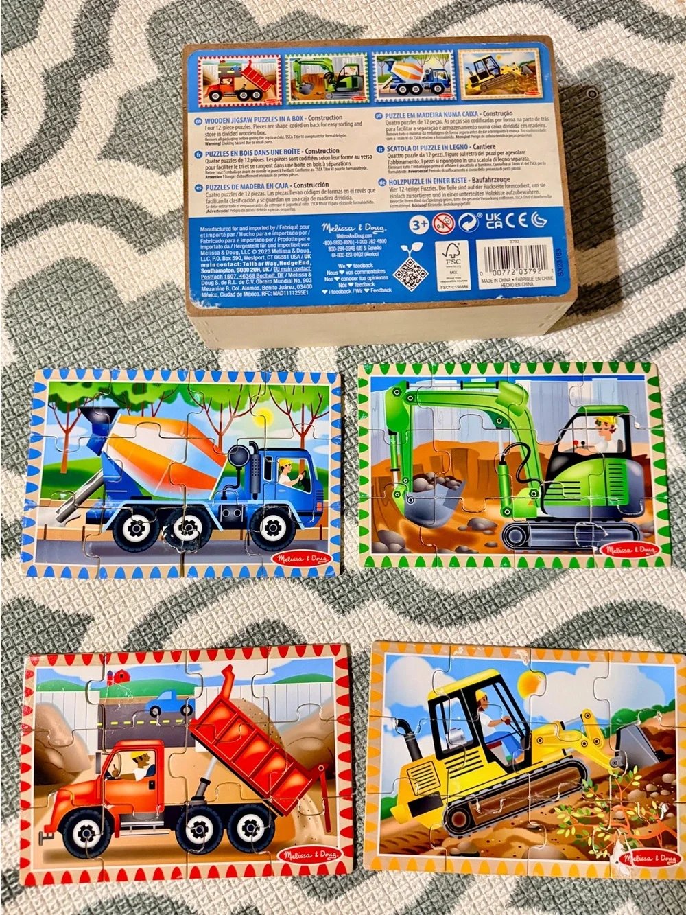 Melissa & Doug Wooden Jigsaw Puzzles in a Box Vehicles 8 Puzzles (2 Sets)